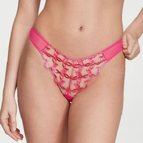 MEDIUM {Victoria's Secret} Pink {Hearts} Brazilian Panty - Picture 4 of 6